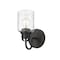 Z-Lite Kinsley 1 Light Wall Sconce, Matte Black And Clear Seeded 340-1S-MB - alternate 2
